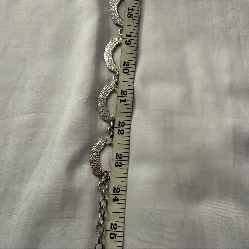 Silver tone metallic skinny chain belt - Picture 6 of 8